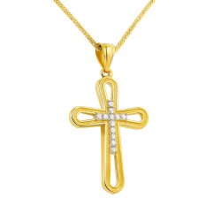 Χρυσός βαπτιστικός σταυρός Κ14 με αλυσίδα